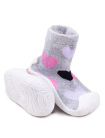 Yoclub Detské dievčenské protišmykové ponožky s gumovou podrážkou Grey