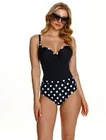 Dámske jednodielne plavky Paros 198666 Black with White Pattern - Lupo Line