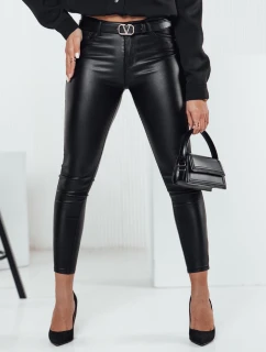 Dámske nohavice z voskovanej kože WAXSTEP black FashionStreet UY2318