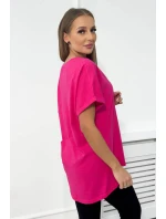 Bavlnená blúzka s vreckom fuchsiová