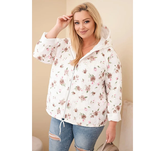 Plus veľkosť dámske jarné bundy s malým kvetinovým vzorom Fango