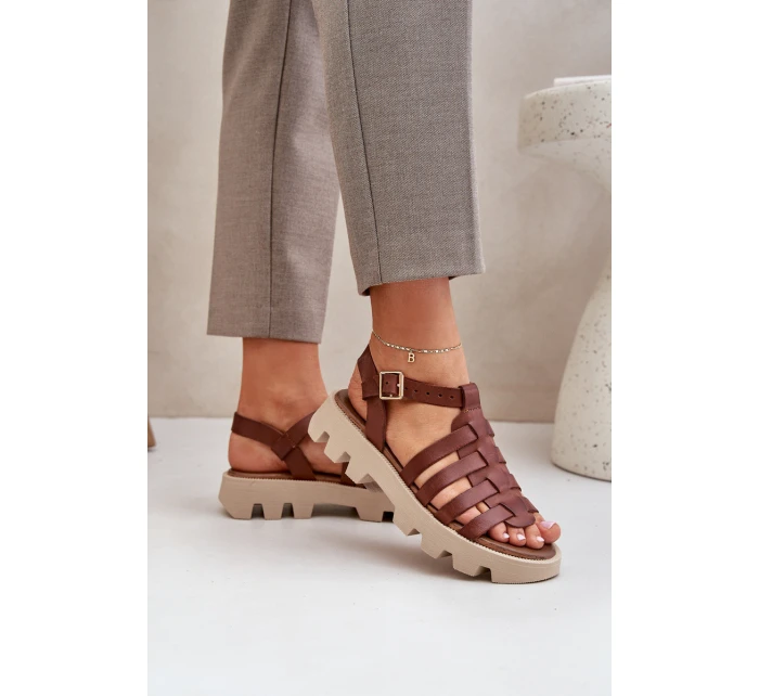 Kožené Dámské Sandály Zazoo model 21682166 Hnědé - Boto Kožené Dámské Sandály Zazoo model 21682166 Hnědé - Boto