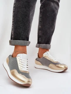 Kožené Sportovní Boty Sneakers Dámské D&A model 21686161 Zlaté - S.Barski