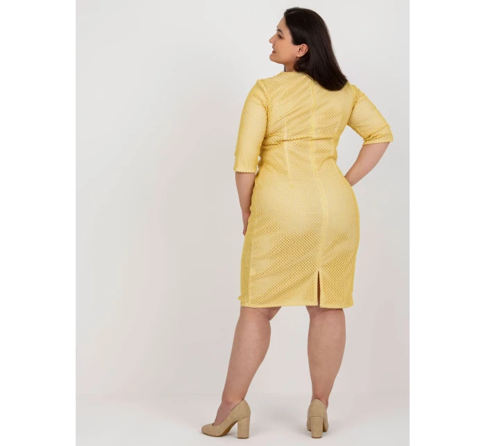 Sukienka LK SK model 18617721 ciemny żółty - FPrice Sukienka LK SK model 18617721 ciemny żółty - FPrice