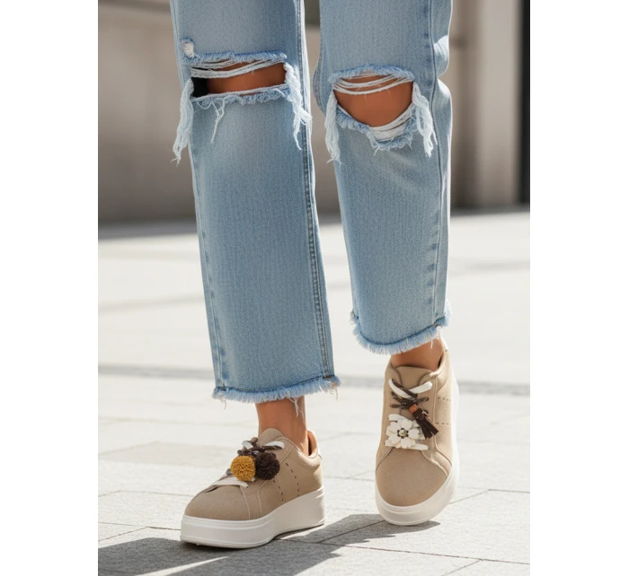 Dámske tenisky na platforme béžové FashionStreet ZY1419 Dámske tenisky na platforme béžové FashionStreet ZY1419