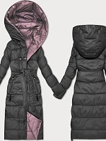 Obojstranná zimná bunda Minority s pruhmi Graphite Pink (M2-6519-27+52)