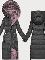Obojstranná zimná bunda Minority s pruhmi Graphite Pink (M2-6519-27+52)