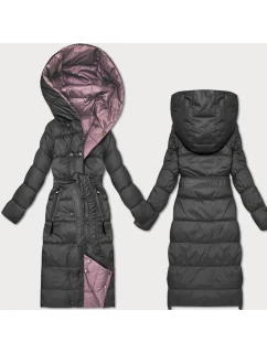 Obojstranná zimná bunda s pruhom Minority grafitovo-ružová (M2-6519-27+52)