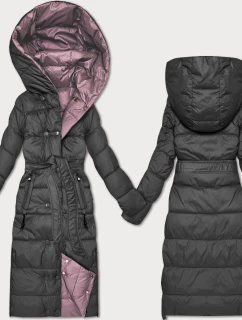 Obojstranná zimná bunda s pruhom Minority grafitovo-ružová (M2-6519-27+52)