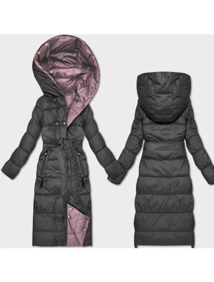 Obojstranná zimná bunda Minority s pruhmi Graphite Pink (M2-6519-27+52)