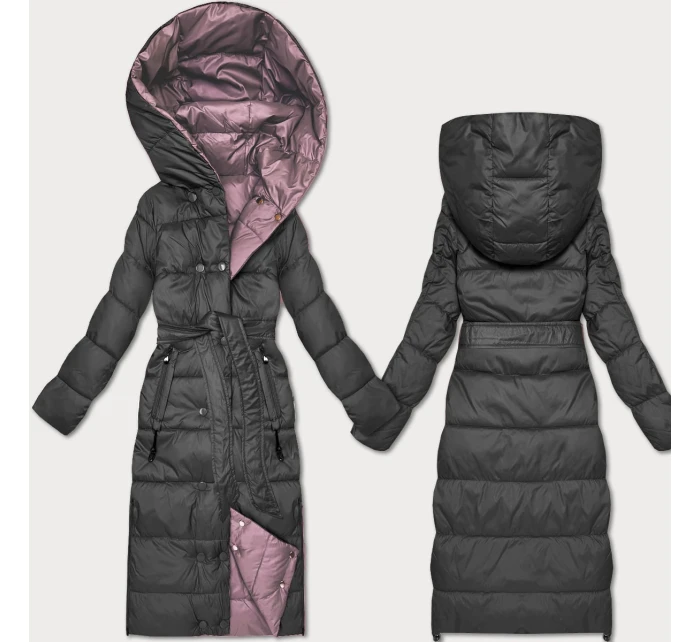 Obojstranná zimná bunda Minority s pruhmi Graphite Pink (M2-6519-27+52)