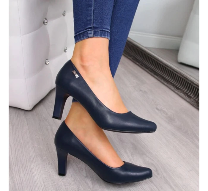 Sergio Leone tmavomodré lodičky na podpätku