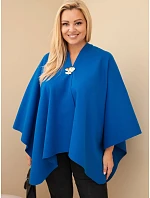 Dámské pončo Plus Size s broží modrá