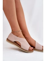 Dámské kožené sandály model 21698423 Světle růžové - Artiker