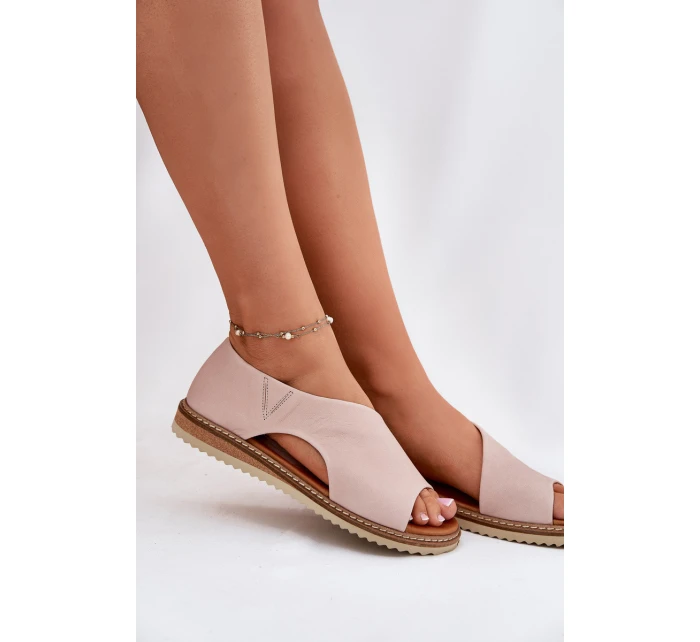 Dámské kožené sandály model 21698423 Světle růžové - Artiker