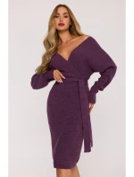 Svetrové šaty s výstřihem heather model 21484550 - Moe