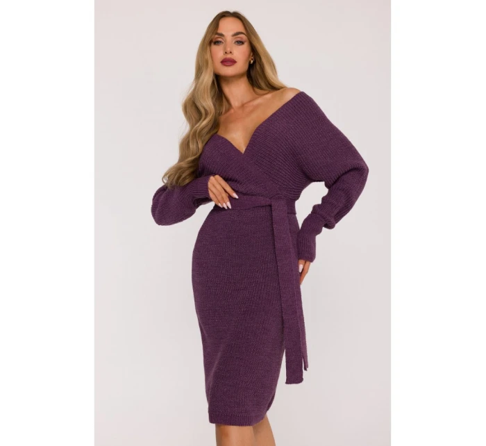 Svetrové šaty s výstřihem heather model 21484550 - Moe