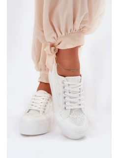 Dámské krajkové tenisky Big Star – bílé