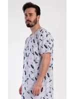 Pánska nočná košeľa Surfing Grey s potlačou - Vienetta Pánska nočná košeľa Surfing Grey s potlačou - Vienetta