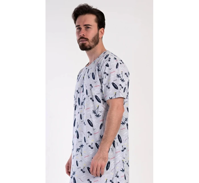Pánska nočná košeľa Surfing Grey s potlačou - Vienetta Pánska nočná košeľa Surfing Grey s potlačou - Vienetta