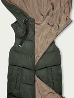 Dámska dlhá obojstranná vesta khaki-béžová (B8248-11)