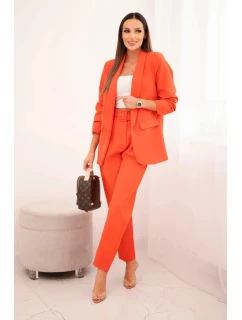 Elegantný set saka s nohavicami oranžovej farby