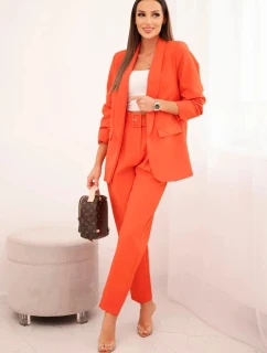 Elegantný set saka s nohavicami oranžovej farby