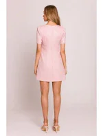 M855 Mini šaty v áčkovej línii - broskyňové