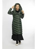 Dlouhá zelená dámská bunda s kapucí model 21247128 - Ann Gissy