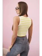 Dámsky bavlnený top s výstrihom a zlatým akcentom Zelená