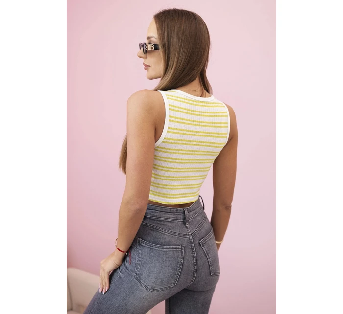 Dámsky bavlnený top s výstrihom a zlatým akcentom Zelená