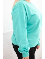 Dámske Plus veľkosť bavlnené základné kolo krku mikina Mint