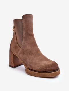 Zamszowe Botki Na Słupku Brązowe Lemar Liresa