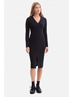 B307 Pletené šaty v tvare ceruzky - čierne