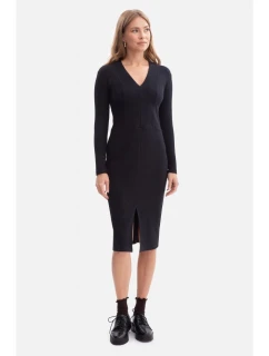 B307 Pletené šaty v tvare ceruzky - čierne