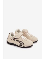 Detská športová obuv na suchý zips s leopardím vzorom Perrin - béžová