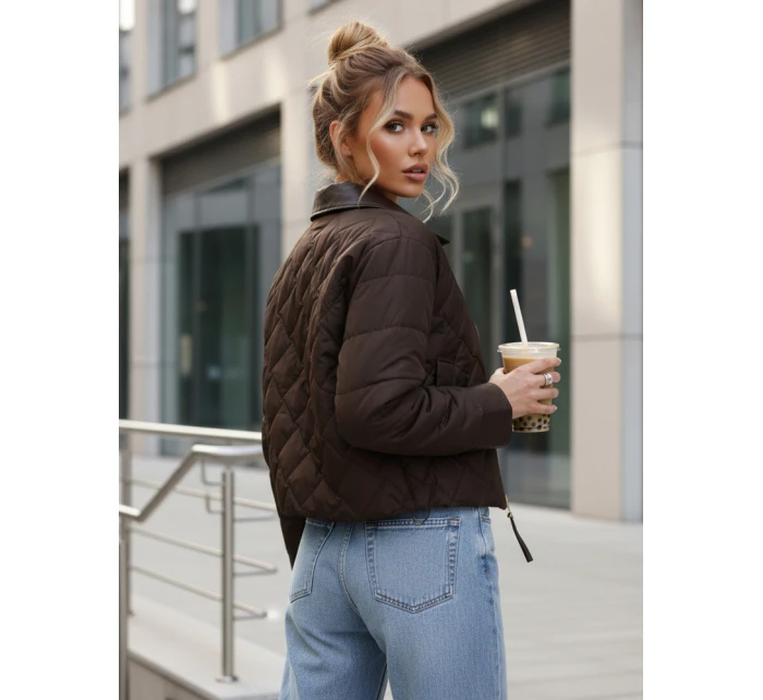 Kurtka przejściowa damska pikowana brązowa model 22025093 - FashionStreet