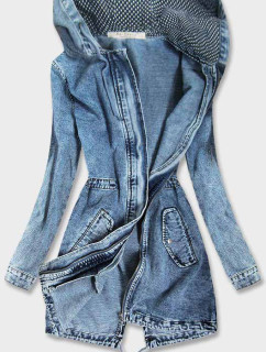 Dlhá džínsová dámska bunda s kapucňou (C122)