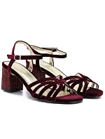 D&A by S.Barski SR61-0102 Dámske sandále na ihlovom podpätku vo vínovej farbe