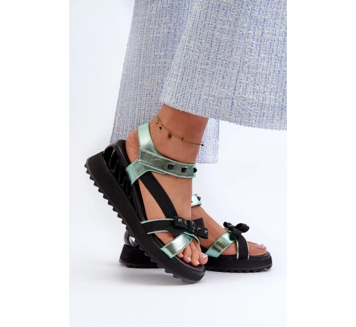 Dámské Sandály S Mašlí D&A model 21660365 Zelené - S.Barski Dámské Sandály S Mašlí D&A model 21660365 Zelené - S.Barski