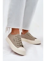 Materiałowe Trampki Damskie Na Platformie Big Star RR274779 Szare