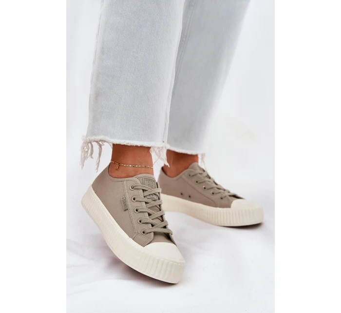 Materiałowe Trampki Damskie Na Platformie Big Star RR274779 Szare