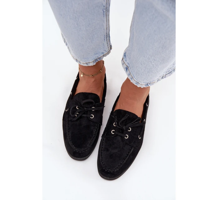Półbuty Mokasyny Damskie Z Wiązaniem Czarne Calivra Półbuty Mokasyny Damskie Z Wiązaniem Czarne Calivra
