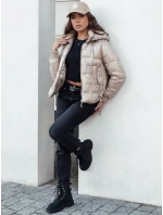 Dámská zimní bunda krátká prošívaná s kapucí camel Dstreet model 21980747 - FashionStreet