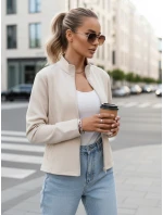 FashionStreet BY1561 dámska mikina na zips so stojačikom béžová FashionStreet BY1561 dámska mikina na zips so stojačikom béžová