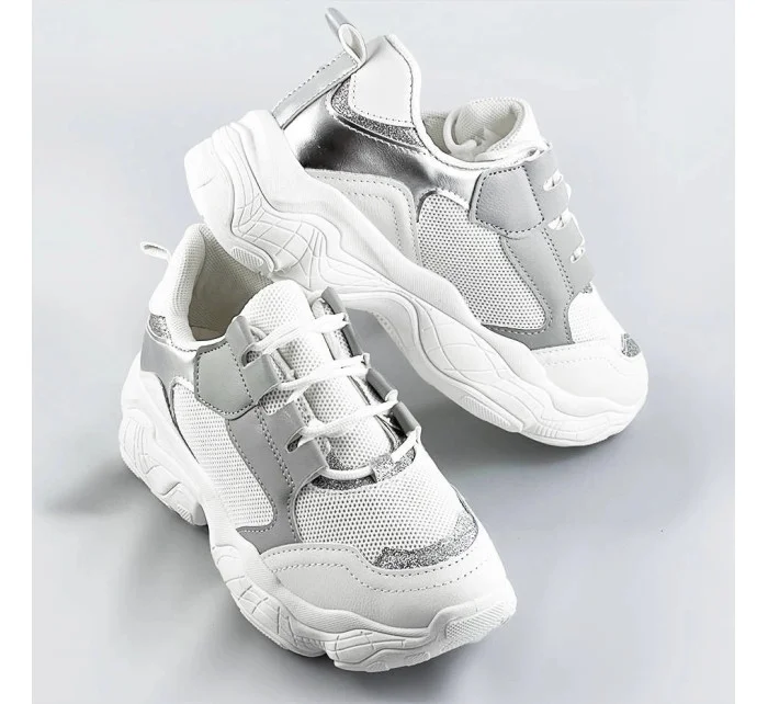 Bielo-šedé dámske šnurovacie tenisky "sneakers" (172)
