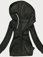 Dámska otvorená mikina so srdiečkami army (2315)