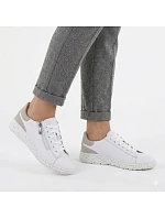 Dámske kožené poltopánky so zipsom biele Potocki JE19402