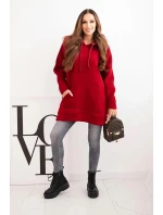 Bunda s rozparky na bocích vínová
