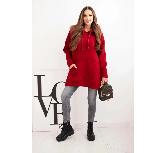 Bunda s rozparky na bocích vínová